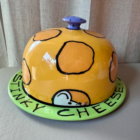 Hand painted one of a kind whimsical cheese dome, similar to Droll Designs - Picture 2 of 7